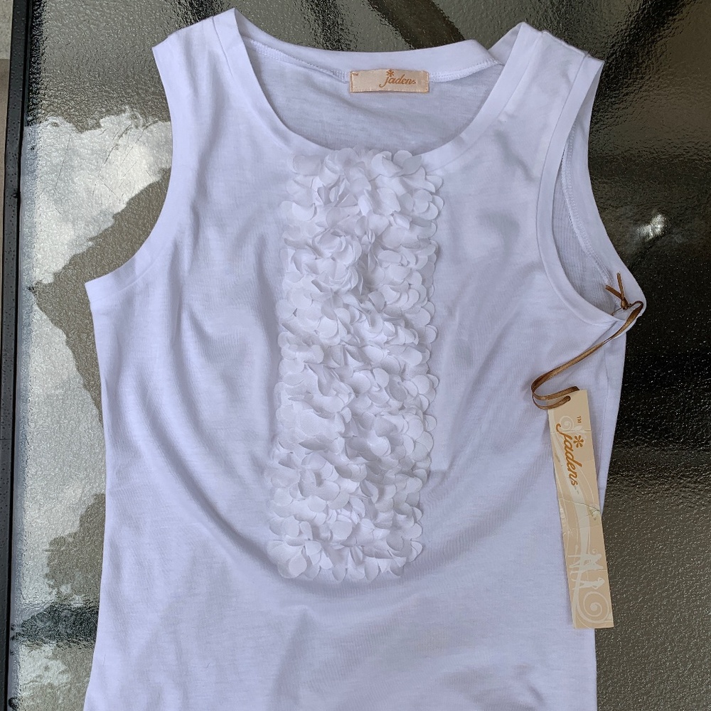 Jadens White Ruffle Tank - Picture 3 of 3